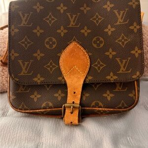 RARE PRE 1980 VINTAGE Louis Vuitton Monogram Tan and Brown Messenger Bag